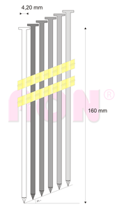 Hřebíky RB pásek plast 21° 4,2/160 hladké, 660 ks